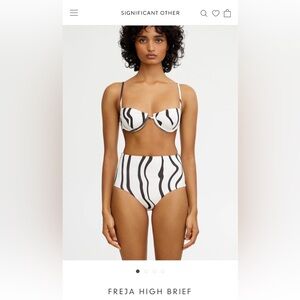 Significant Other Freja High Brief Black and White Swim Bottoms - Size Medium